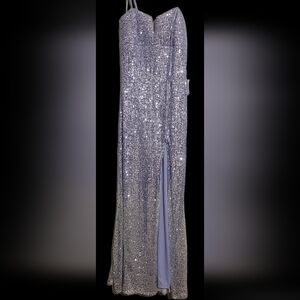 HONEY AND ROSIE OMBRE LAVENDER AND SILVER SEQUIN MAXI DRESS
